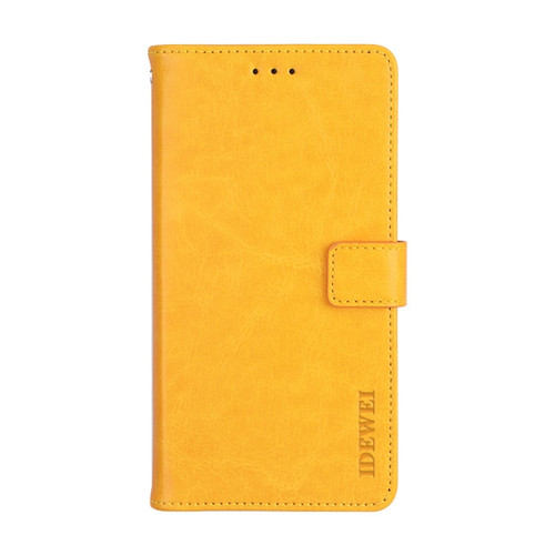 TCL 10 SE idewei Crazy Horse Texture Horizontal Flip Leather Case with Holder & Card Slots & Wallet - Yellow