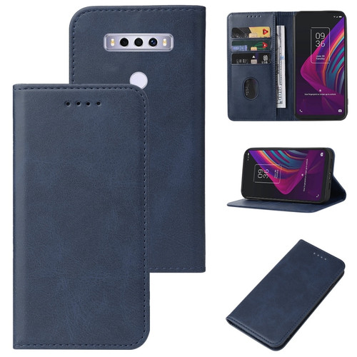 TCL 10 SE Magnetic Closure Leather Phone Case - Blue