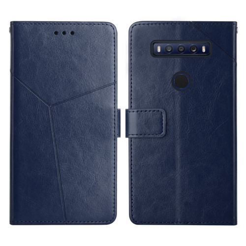 TCL 10 SE Y Stitching Horizontal Flip Leather Phone Case - Blue