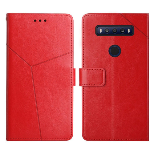 TCL 10 SE Y Stitching Horizontal Flip Leather Phone Case - Red