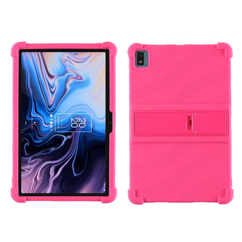 TCL 10 Tab Max 10.36 inch Silicone Tablet Protective Case with Invisible Bracket - Rose Red