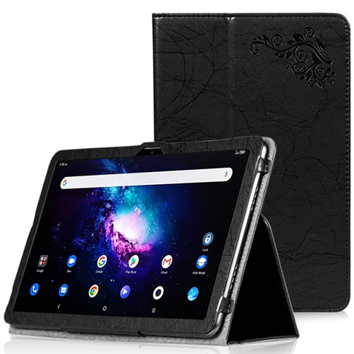 TCL 10 TabMax 4G Printed Leather Tablet Case with Holder - Black