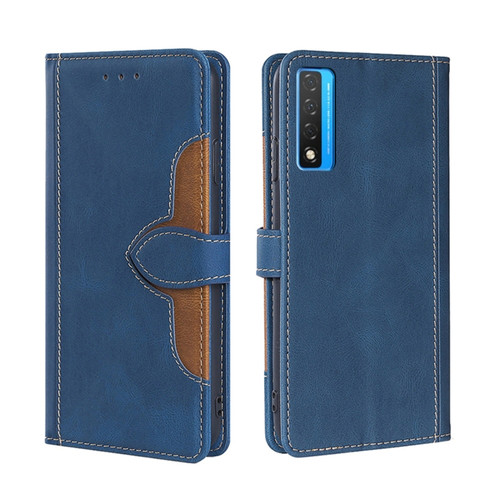 TCL 20 5G / 20L Skin Feel Straw Hat Magnetic Buckle Leather Phone Case - Blue