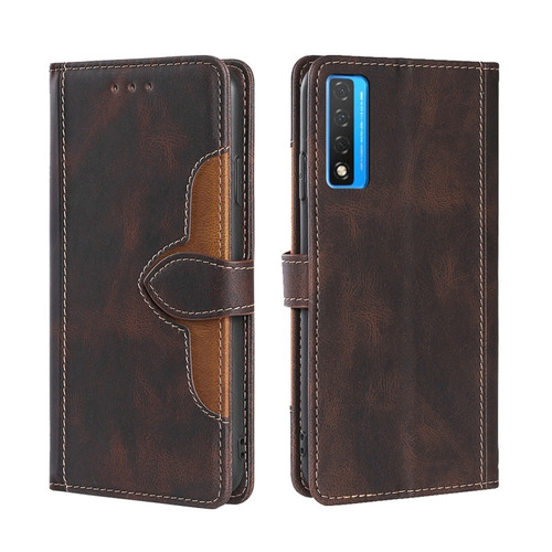 TCL 20 5G / 20L Skin Feel Straw Hat Magnetic Buckle Leather Phone Case - Brown