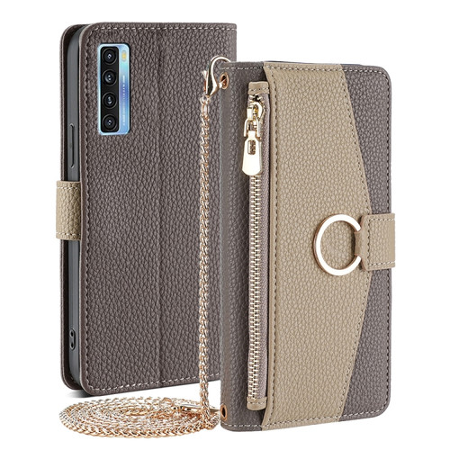 TCL 20 5G / 20S / 20L / 20L+ Crossbody Litchi Texture Leather Phone Case - Grey
