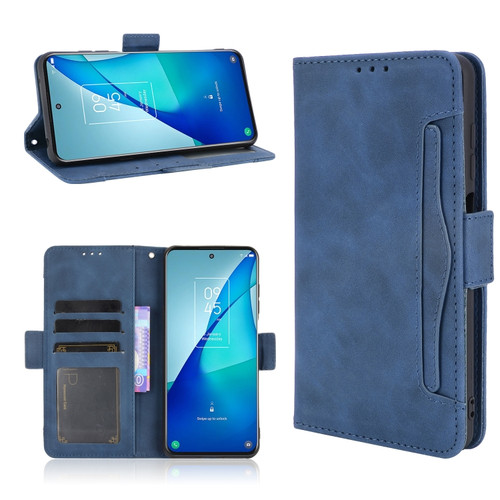 TCL 20 5G / 20S Skin Feel Calf Pattern Horizontal Flip Leather Case with Holder & Card Slots & Photo Frame - Blue