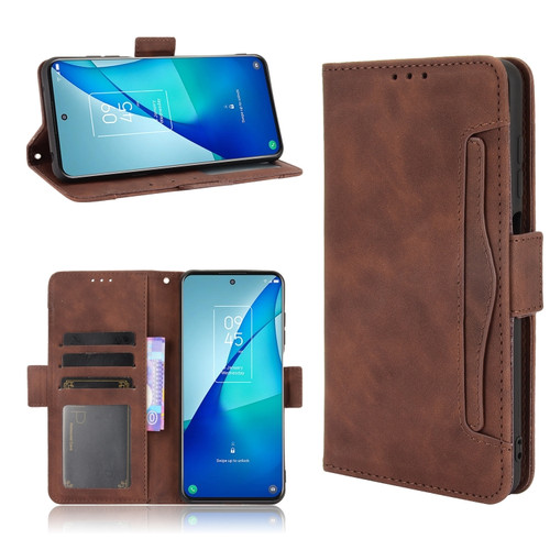 TCL 20 5G / 20S Skin Feel Calf Pattern Horizontal Flip Leather Case with Holder & Card Slots & Photo Frame - Brown