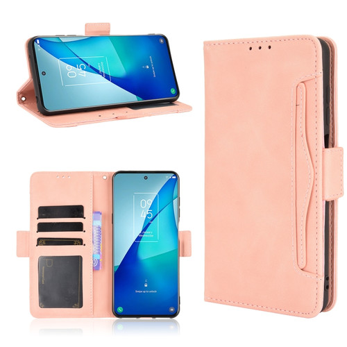 TCL 20 5G / 20S Skin Feel Calf Pattern Horizontal Flip Leather Case with Holder & Card Slots & Photo Frame - Pink