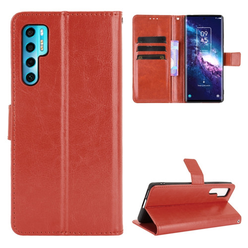 TCL 20 Pro 5G Crazy Horse Texture Horizontal Flip Leather Case with Holder & Card Slots & Lanyard - Brown