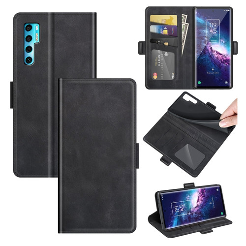 TCL 20 Pro 5G Dual-side Magnetic Buckle Horizontal Flip Leather Case with Holder & Card Slots & Wallet - Black