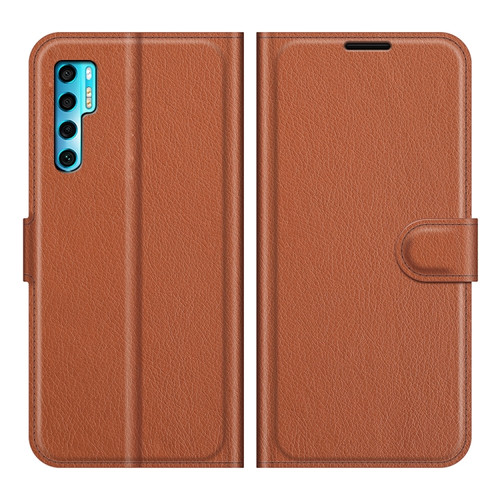 TCL 20 Pro 5G Litchi Texture Horizontal Flip Protective Case with Holder & Card Slots & Wallet - Brown