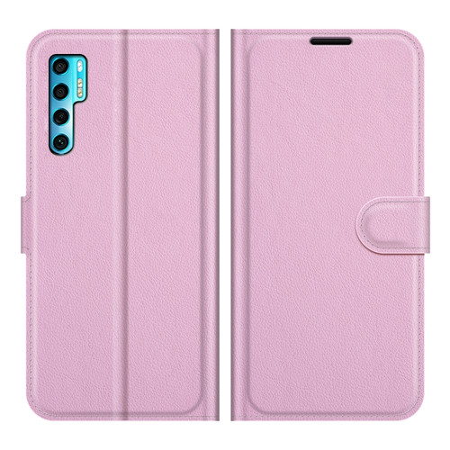 TCL 20 Pro 5G Litchi Texture Horizontal Flip Protective Case with Holder & Card Slots & Wallet - Pink