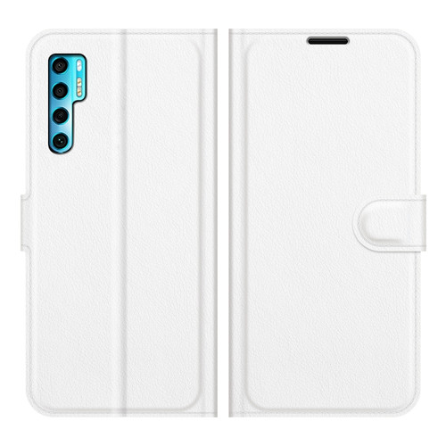 TCL 20 Pro 5G Litchi Texture Horizontal Flip Protective Case with Holder & Card Slots & Wallet - White