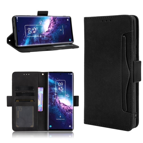 TCL 20 Pro 5G Skin Feel Calf Pattern Horizontal Flip Leather Case with Holder & Card Slots & Photo Frame - Black