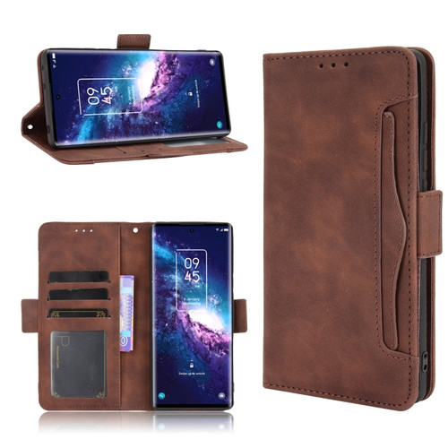 TCL 20 Pro 5G Skin Feel Calf Pattern Horizontal Flip Leather Case with Holder & Card Slots & Photo Frame - Brown