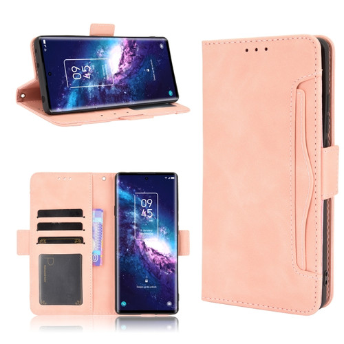 TCL 20 Pro 5G Skin Feel Calf Pattern Horizontal Flip Leather Case with Holder & Card Slots & Photo Frame - Pink