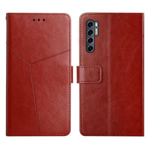 TCL 20 Pro 5G Y Stitching Horizontal Flip Leather Phone Case - Brown