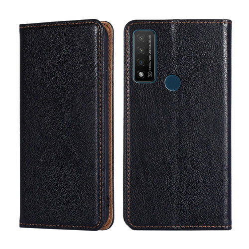 TCL 20 R 5G / Bremen / 20 AX 5G Gloss Oil Solid Color Magnetic Leather Phone Case - Black