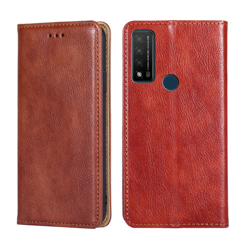 TCL 20 R 5G / Bremen / 20 AX 5G Gloss Oil Solid Color Magnetic Leather Phone Case - Brown