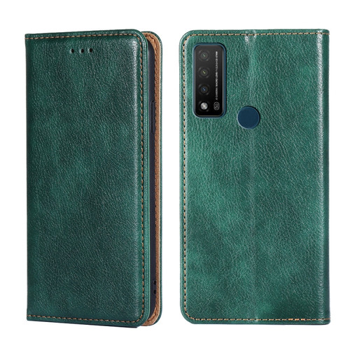 TCL 20 R 5G / Bremen / 20 AX 5G Gloss Oil Solid Color Magnetic Leather Phone Case - Green
