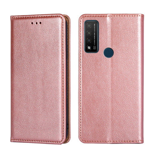 TCL 20 R 5G / Bremen / 20 AX 5G Gloss Oil Solid Color Magnetic Leather Phone Case - Rose Gold