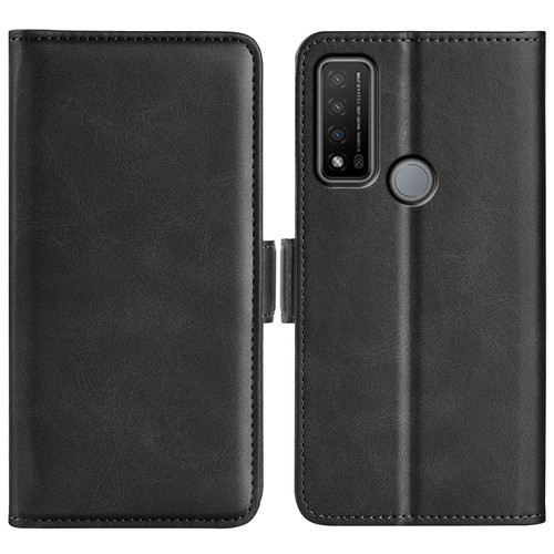 TCL 20 R 5G Dual-side Magnetic Buckle Horizontal Flip Phone Leather Case with Holder & Card Slots & Wallet - Black