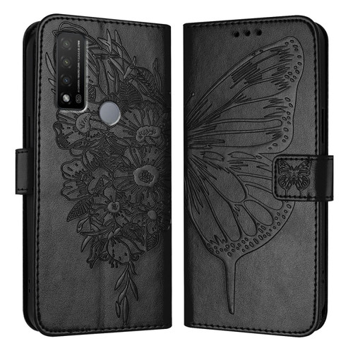 TCL 20 R 5G Embossed Butterfly Leather Phone Case - Black