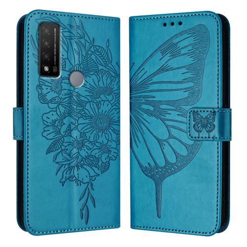 TCL 20 R 5G Embossed Butterfly Leather Phone Case - Blue