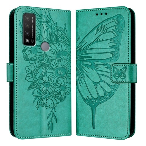 TCL 20 R 5G Embossed Butterfly Leather Phone Case - Green