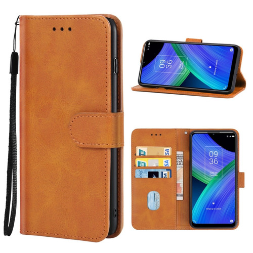 TCL 20 R 5G Leather Phone Case - Brown