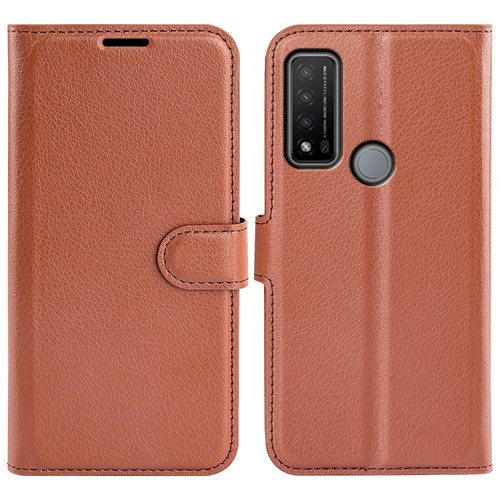 TCL 20 R 5G Litchi Texture Horizontal Flip Phone Protective Case with Holder & Card Slots & Wallet - Brown