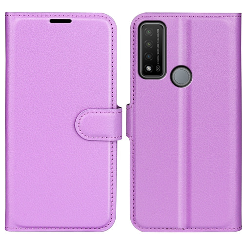 TCL 20 R 5G Litchi Texture Horizontal Flip Phone Protective Case with Holder & Card Slots & Wallet - Purple