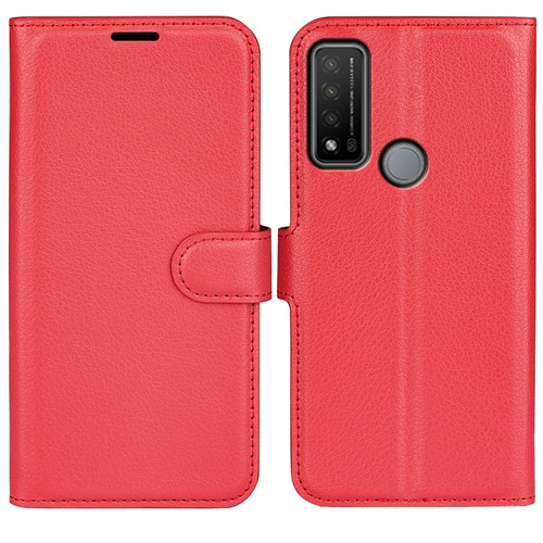 TCL 20 R 5G Litchi Texture Horizontal Flip Phone Protective Case with Holder & Card Slots & Wallet - Red