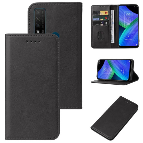 TCL 20 R 5G Magnetic Closure Leather Phone Case - Black