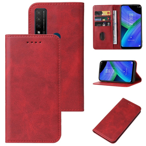 TCL 20 R 5G Magnetic Closure Leather Phone Case - Red