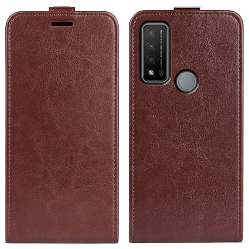 TCL 20 R 5G R64 Texture Single Vertical Flip Leather Phone Protective Case with Card Slots & Photo Frame - Brown