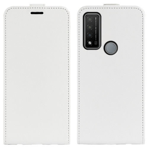 TCL 20 R 5G R64 Texture Single Vertical Flip Leather Phone Protective Case with Card Slots & Photo Frame - White