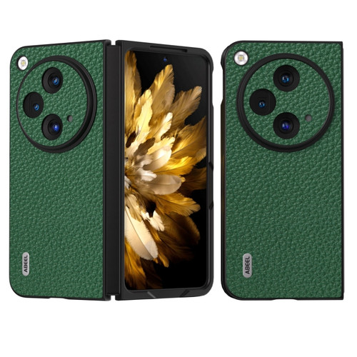 OPPO Find N3 / OnePlus Open ABEEL Genuine Leather Litchi Texture Phone Case - Green