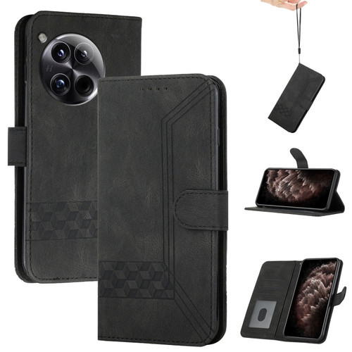 Cubic Skin Feel Flip Leather Phone Case OnePlus 12 - Black