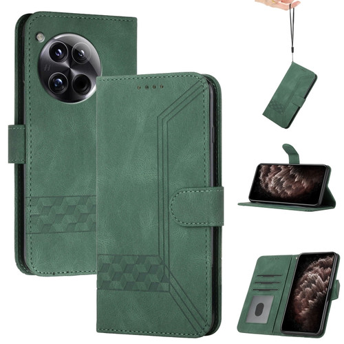 Cubic Skin Feel Flip Leather Phone Case OnePlus 12 - Green