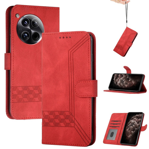 Cubic Skin Feel Flip Leather Phone Case OnePlus 12 - Red