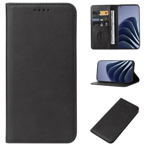 OnePlus 10 Pro Magnetic Closure Leather Phone Case - Black