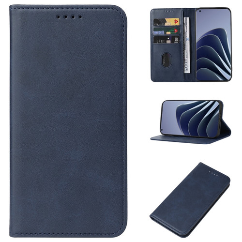 OnePlus 10 Pro Magnetic Closure Leather Phone Case - Blue