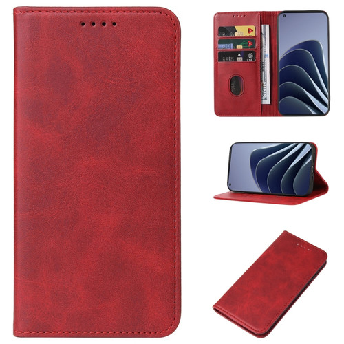 OnePlus 10 Pro Magnetic Closure Leather Phone Case - Red