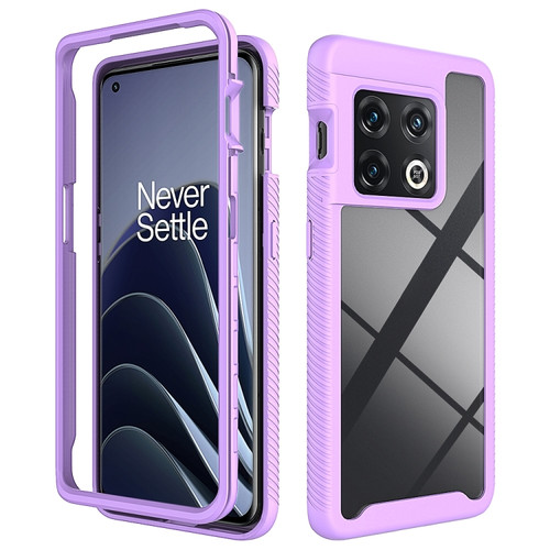 OnePlus 10 Pro Starry Sky Solid Color Shockproof TPU Clear PC Phone Case - Purple