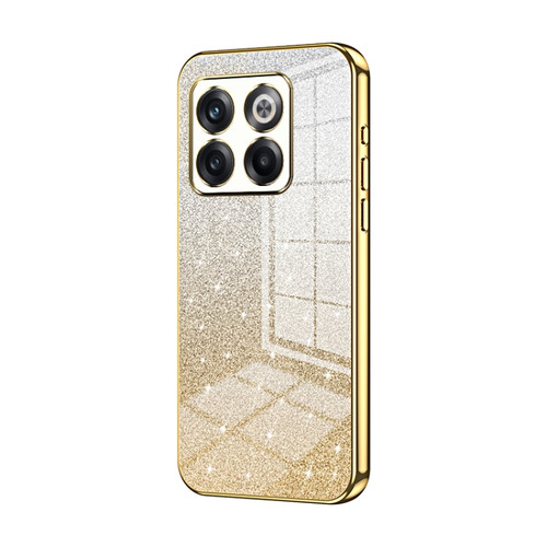 OnePlus 10T / Ace Pro Gradient Glitter Powder Electroplated Phone Case - Gold