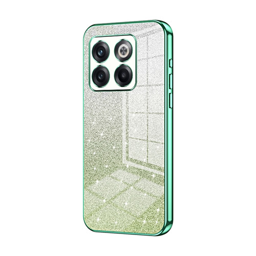 OnePlus 10T / Ace Pro Gradient Glitter Powder Electroplated Phone Case - Green