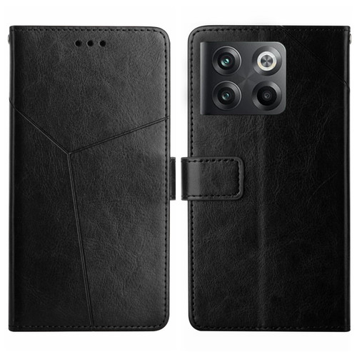 OnePlus 10T / Ace Pro HT01 Y-shaped Pattern Flip Leather Phone Case - Black