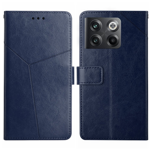 OnePlus 10T / Ace Pro HT01 Y-shaped Pattern Flip Leather Phone Case - Blue