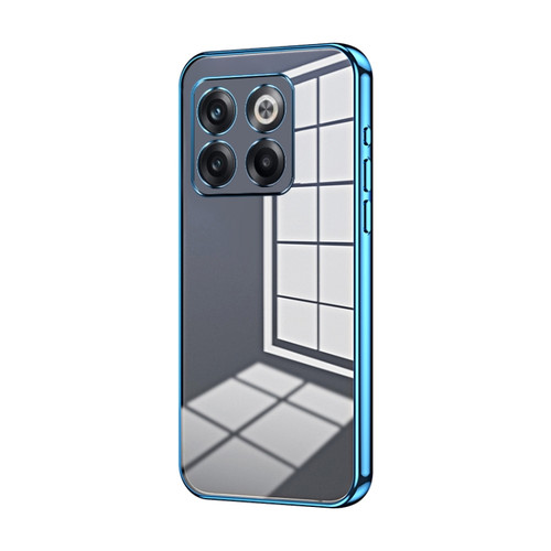 OnePlus 10T / Ace Pro Transparent Plating Fine Hole Phone Case - Blue
